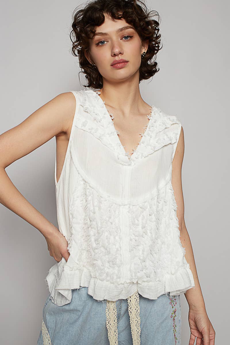 Sleeveless Textured Woven Top