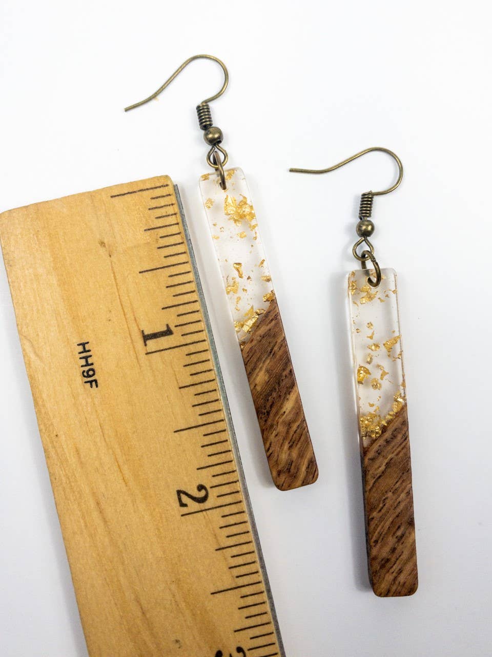 Gold Boho Earrings | Bohemian Earrings | Wood & Resin