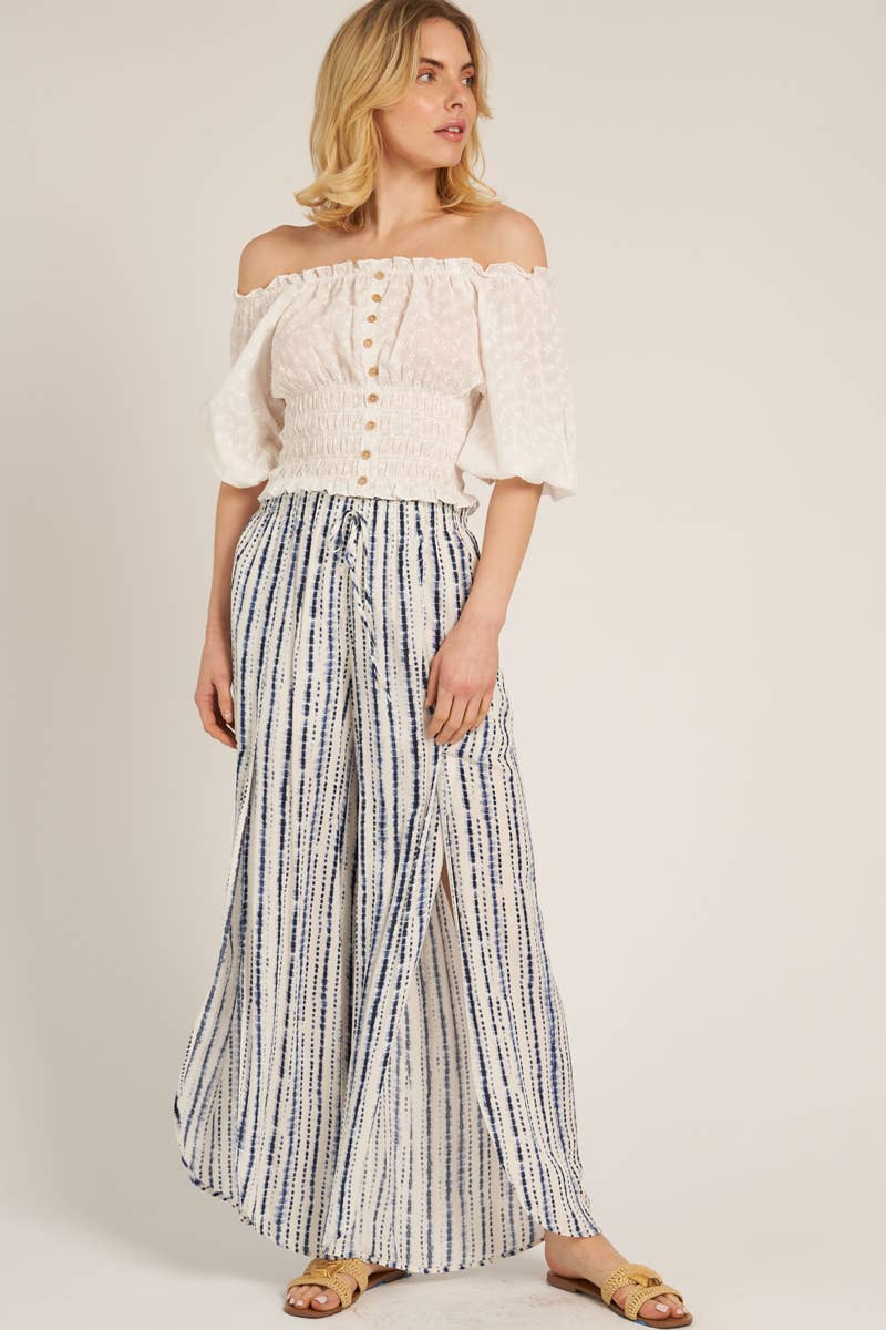 Front Slit Striped Pants