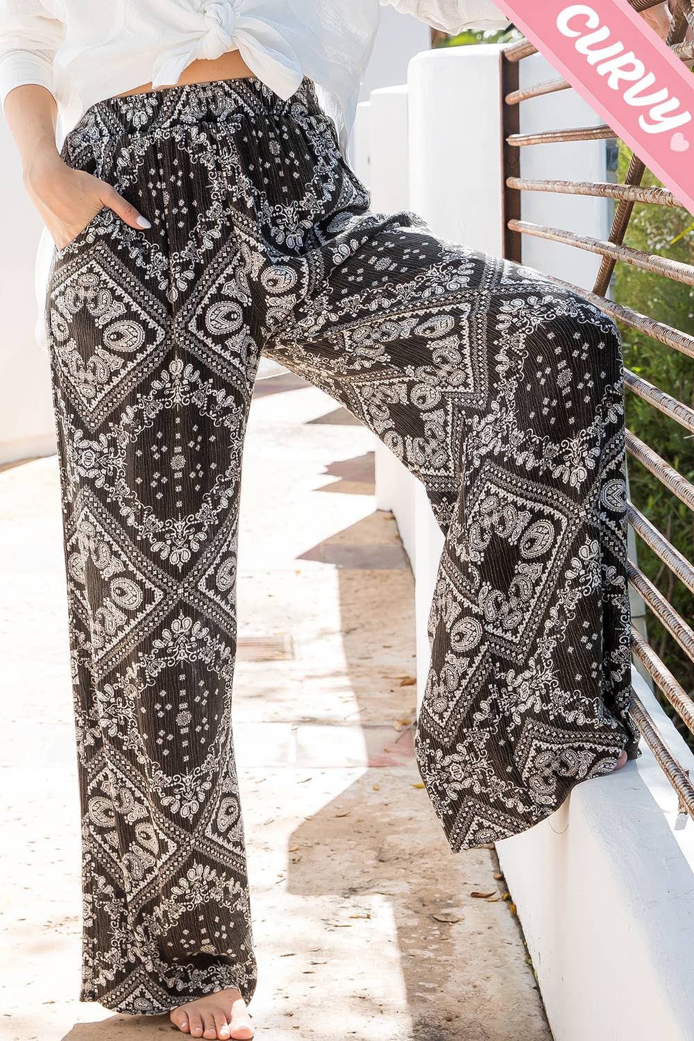 Bandana Print Pants - Plus