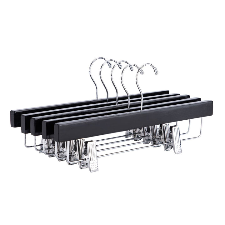 14" Black Wood Skirt and Pants Hangers - Case of 50