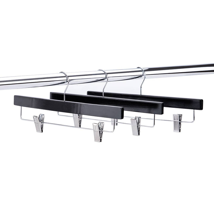 14" Black Wood Skirt and Pants Hangers - Case of 50