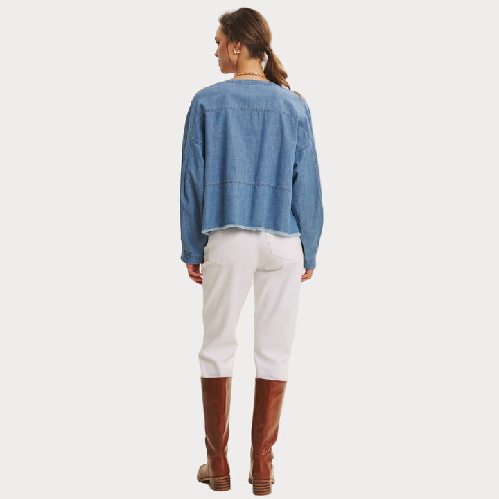Denim V-Neck Top – Effortless Everyday Style