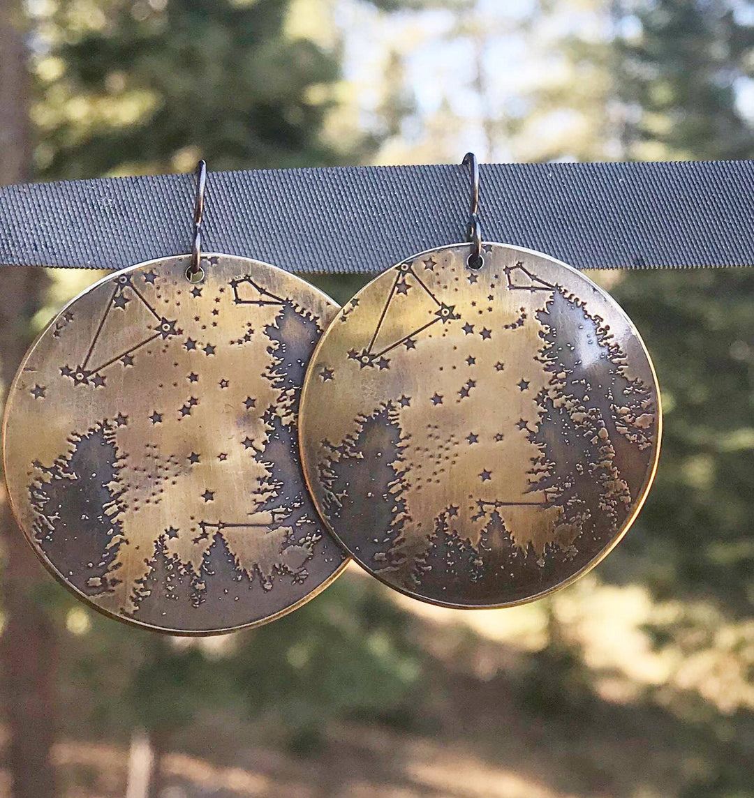 Summer Night Sky Earrings – Celestial Sterling Silver Art