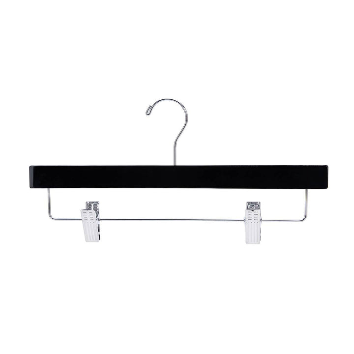 14" Black Wood Skirt and Pants Hangers - Case of 50