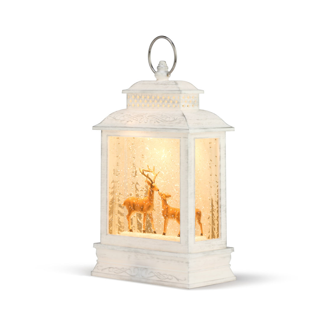 Illuminated Deer Lantern – Winter Woodland Lighted Snow Scene