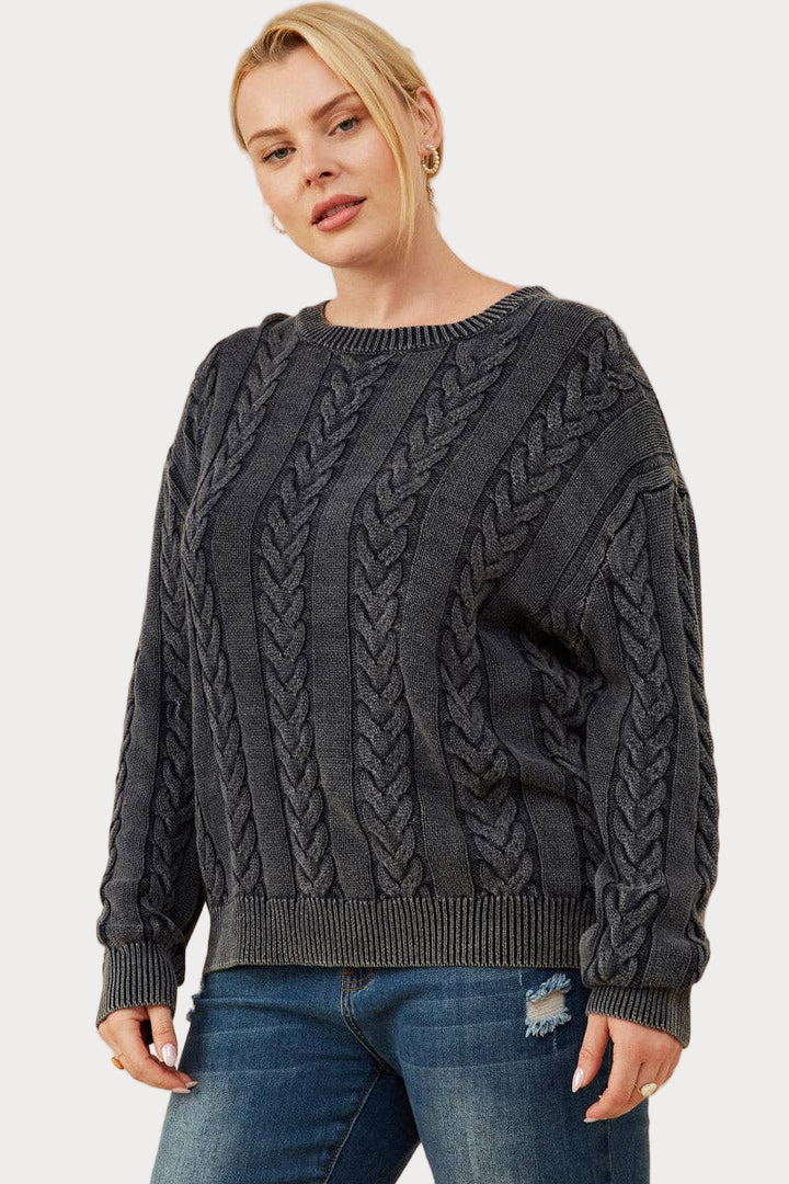 Cable Knit Washed Pullover Sweater – Effortless Comfort