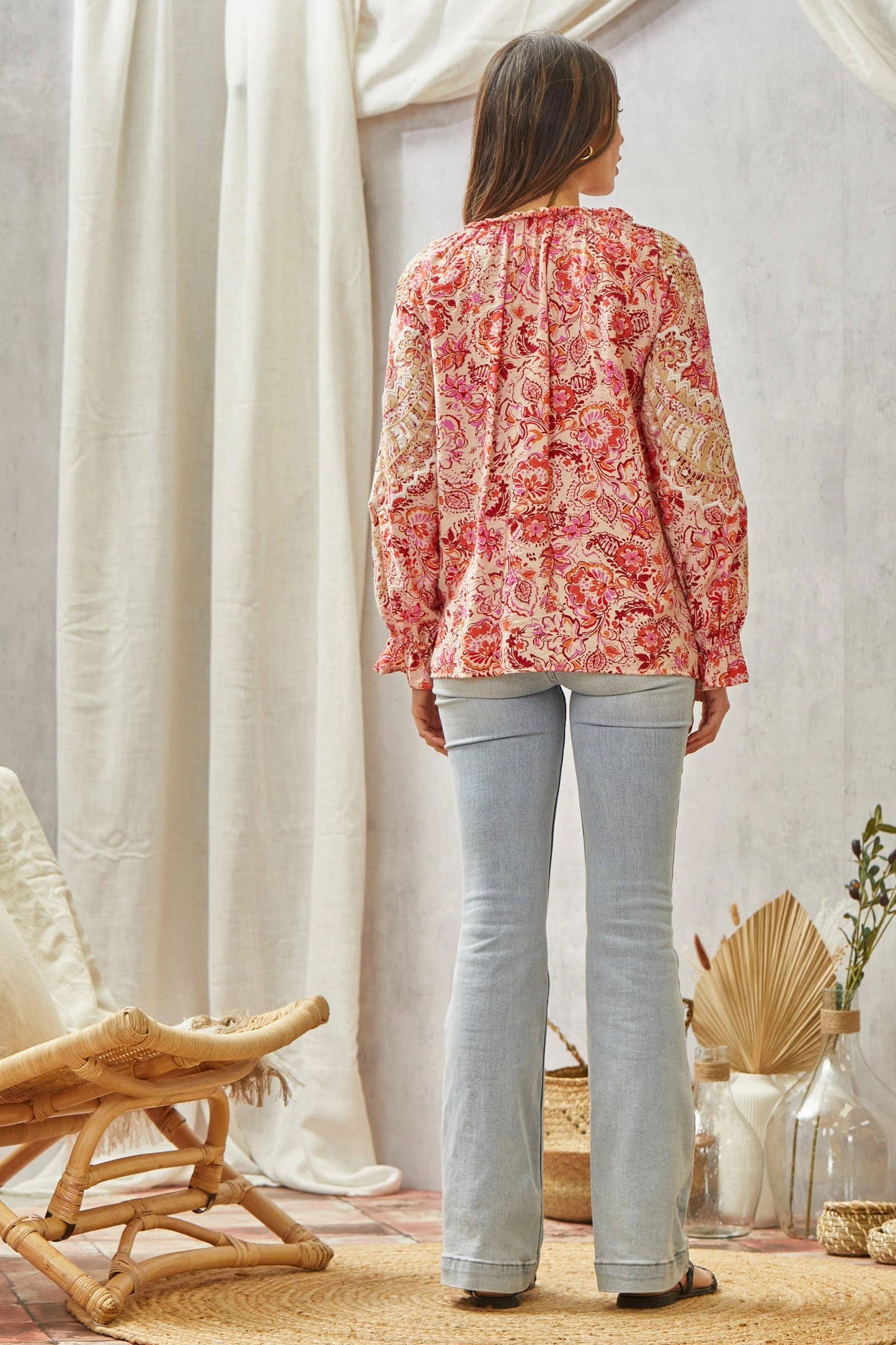 Boho-Printed Blouse Features Elegant Print