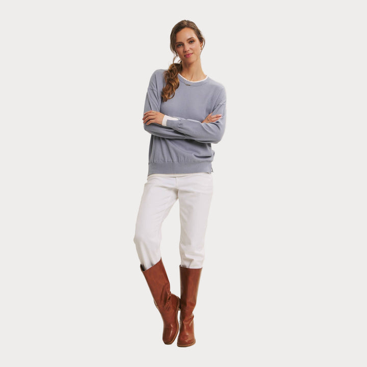 Lightweight Two-Tone Sweater | Soft Viscose Layered-Look Knit