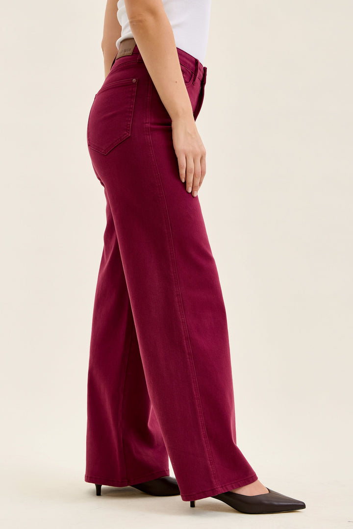 Boysenberry Retro Tummy Control Wide Leg Jeans