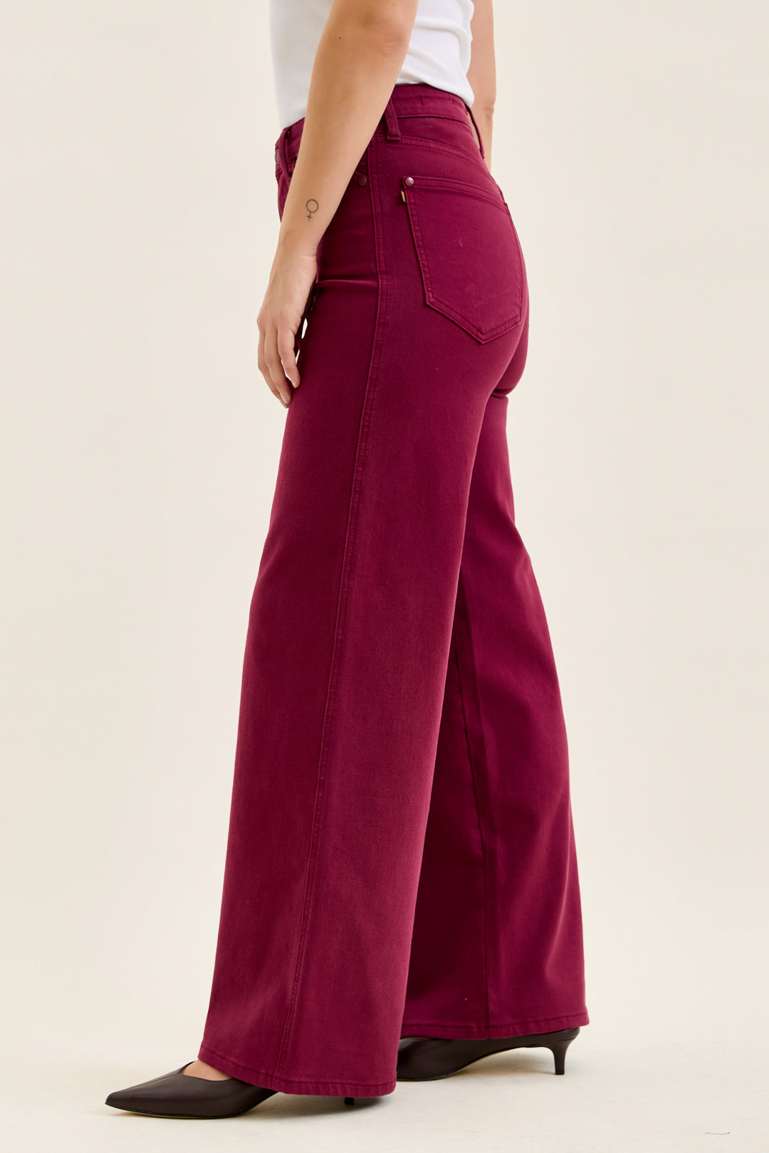 Boysenberry Retro Tummy Control Wide Leg Jeans