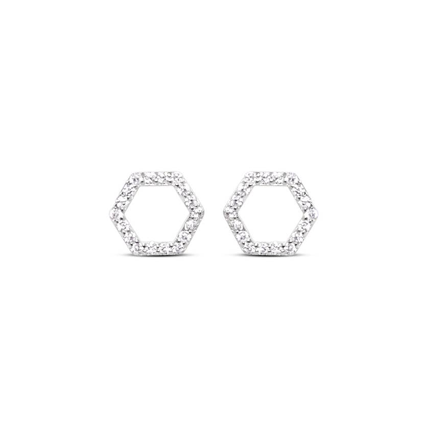 Pavé Hexagon Studs