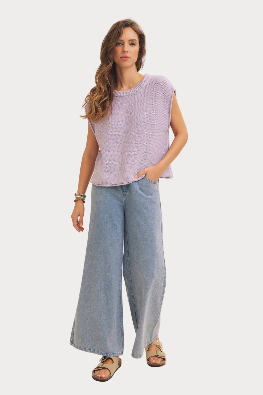 Relaxed Fit Sweater Vest | Sleeveless Knit