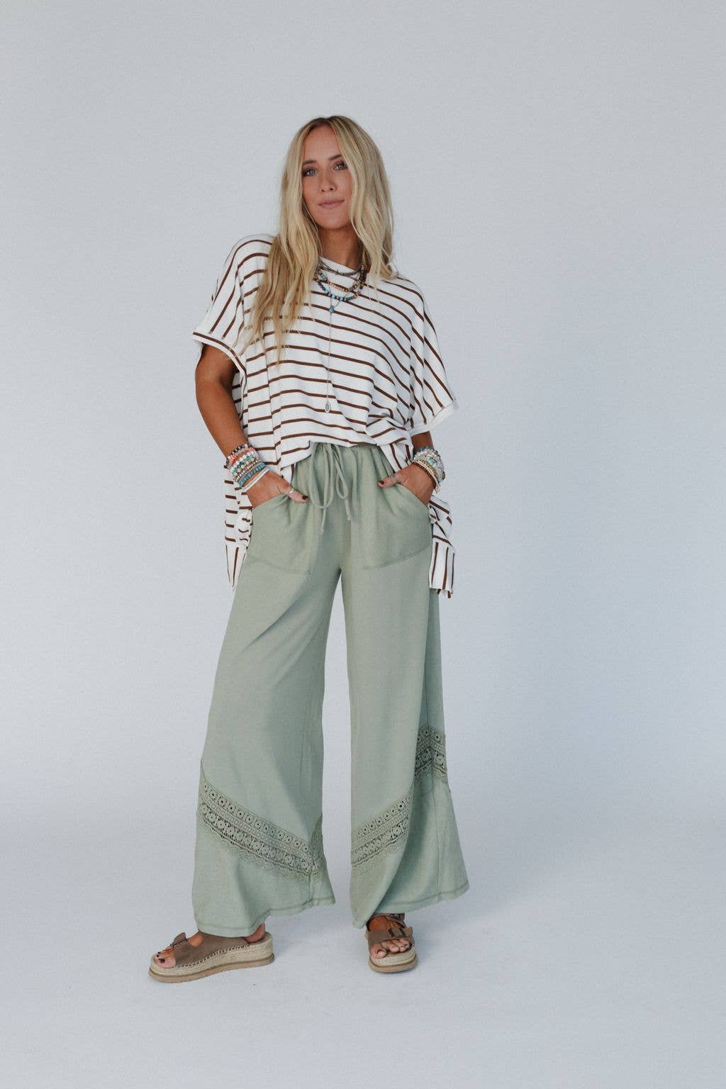 Lyrical Wide Leg Pants - Green