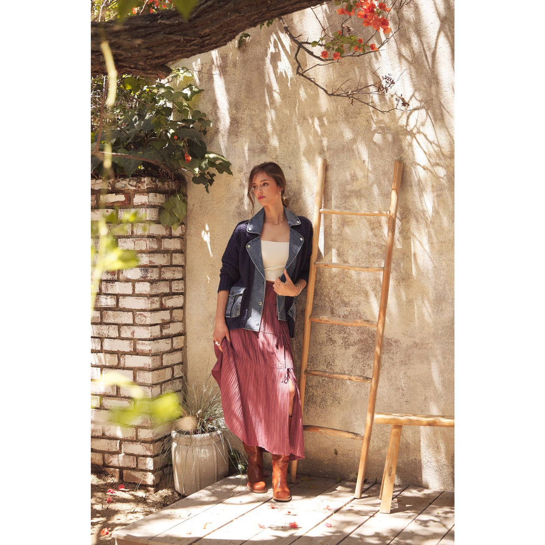 The Blake Mixed Media Denim Cardigan