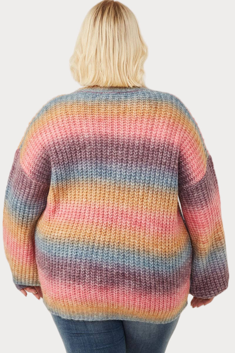 Ombre Striped Chunky Knit Sweater – Cozy Layers