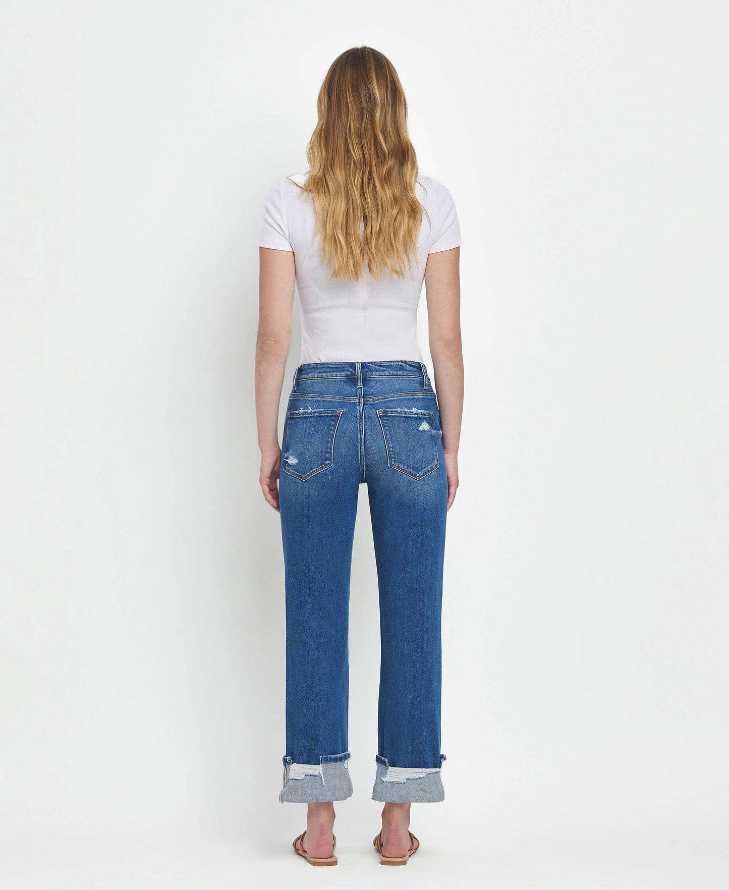 Victoria - High Rise Cuffed Straight Jeans