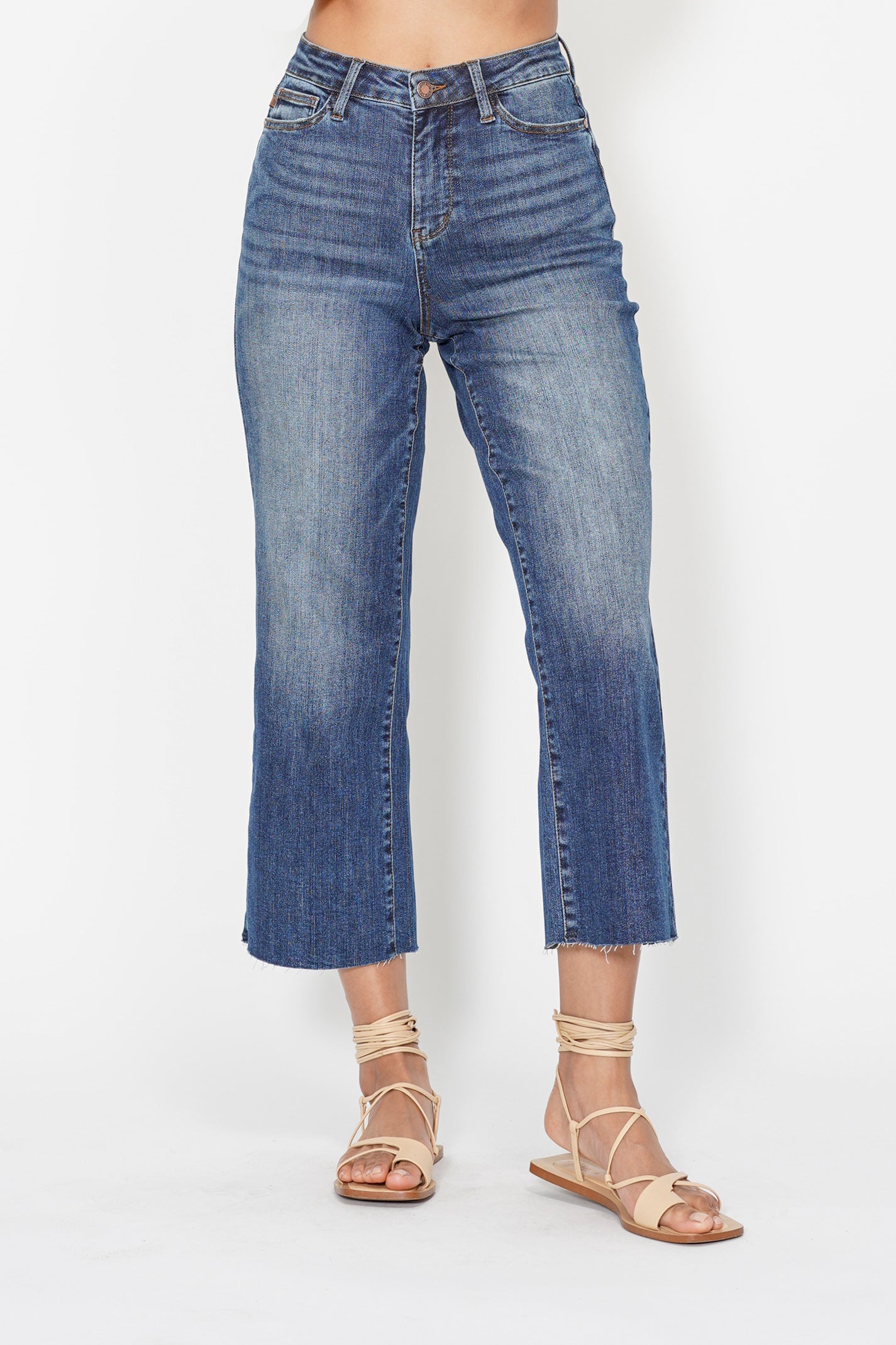Dolly High Rise Back Pocket Classic Cropped Wide Leg