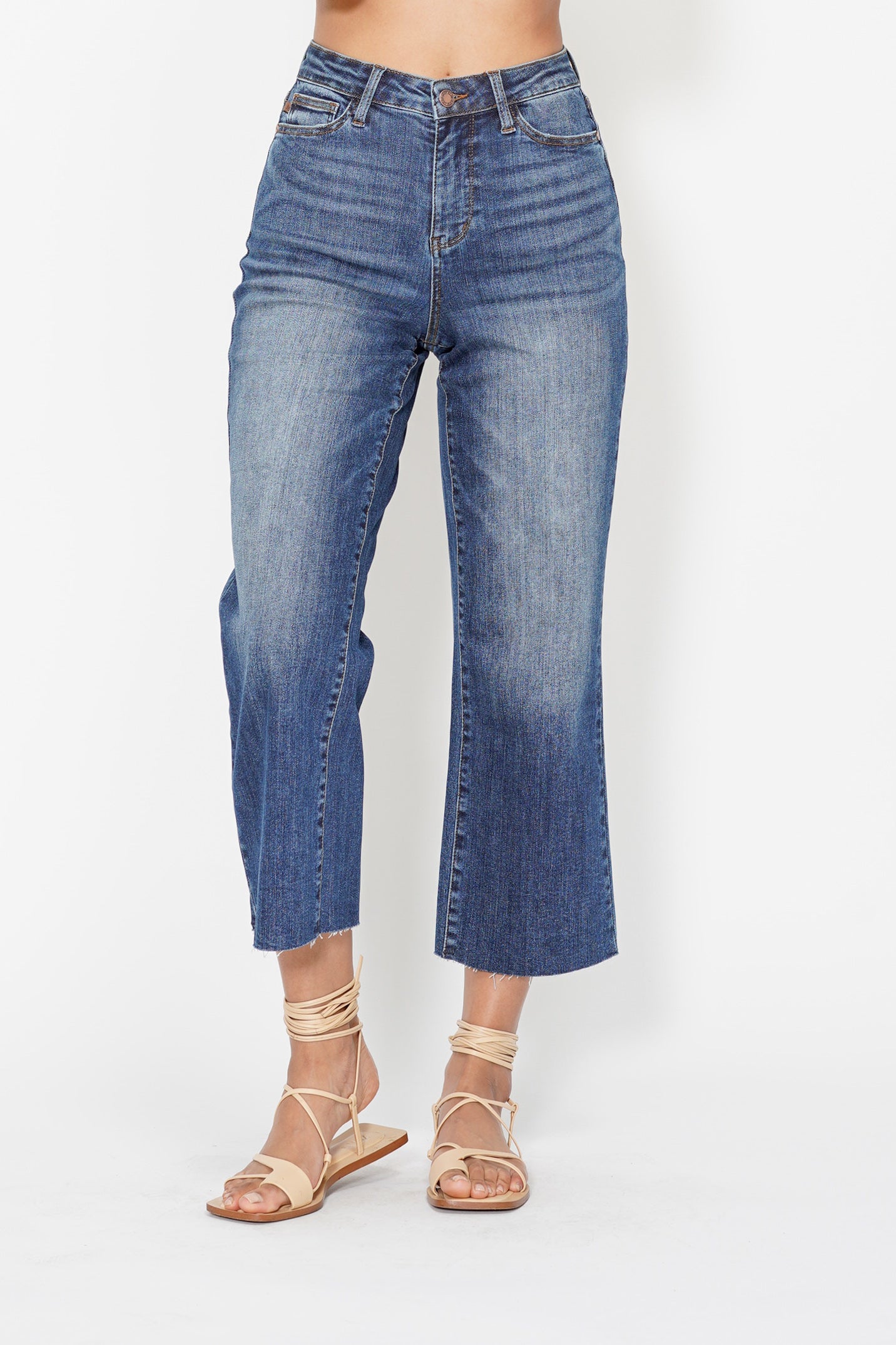Dolly High Rise Back Pocket Classic Cropped Wide Leg
