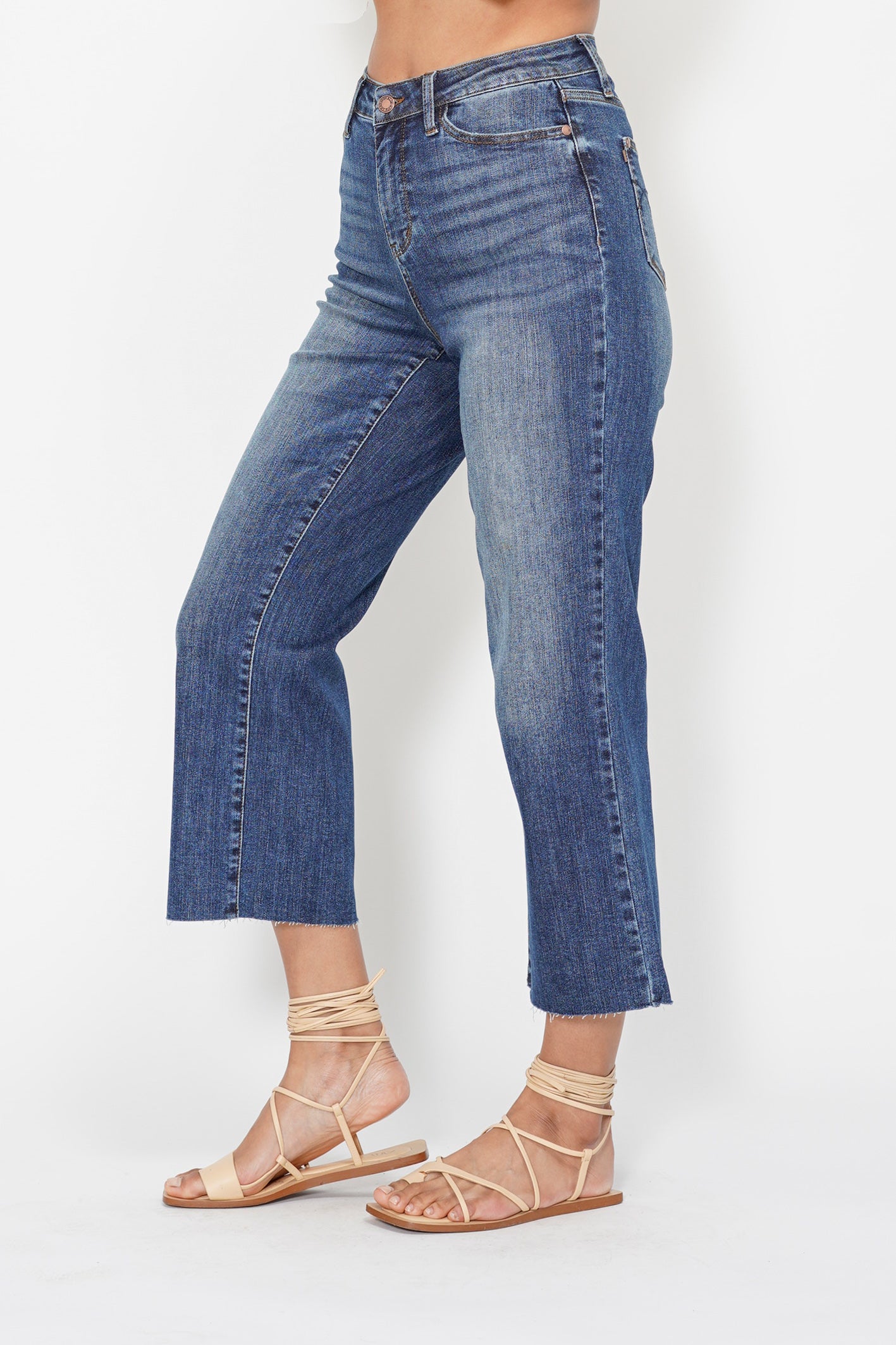 Dolly High Rise Back Pocket Classic Cropped Wide Leg