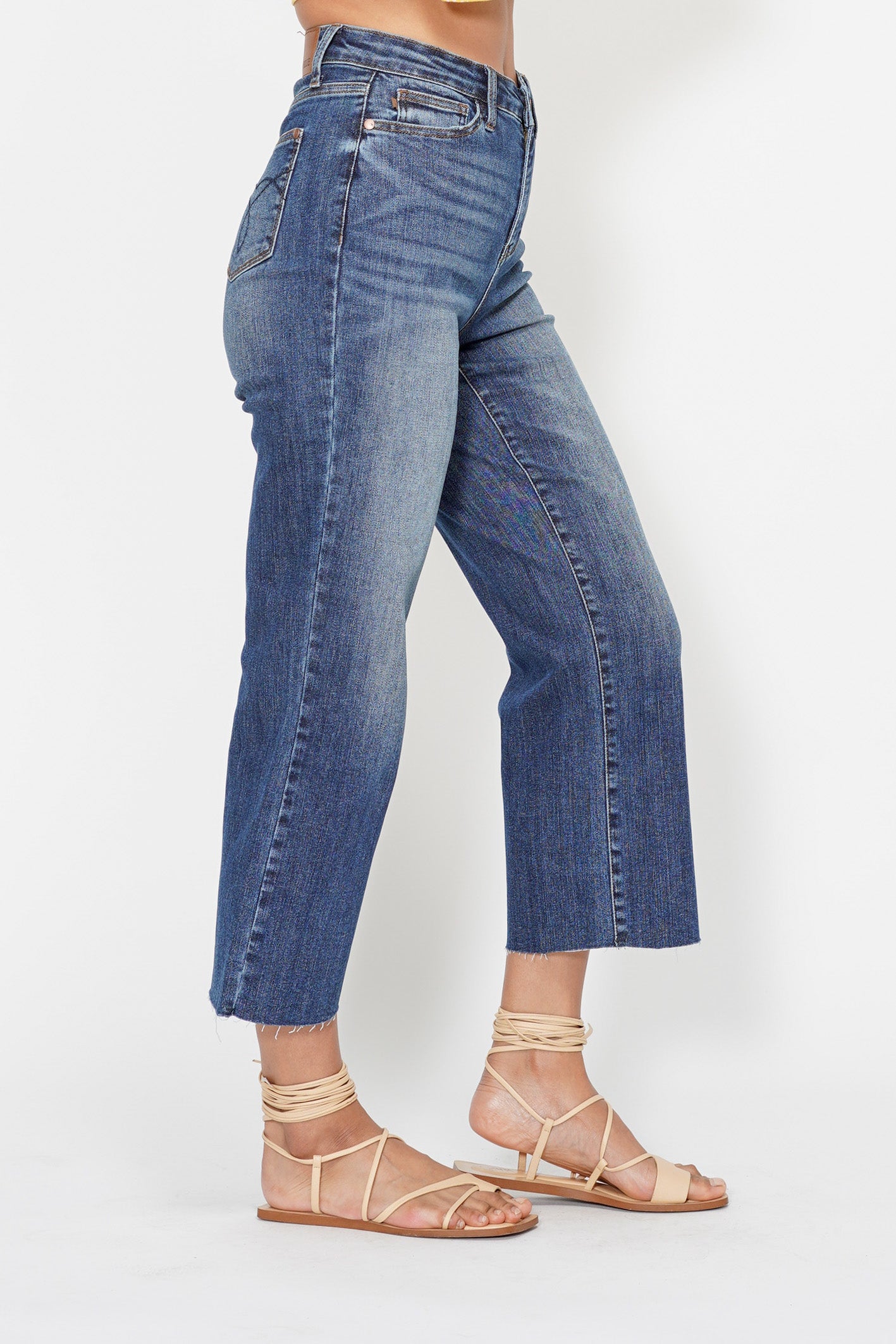 Dolly High Rise Back Pocket Classic Cropped Wide Leg