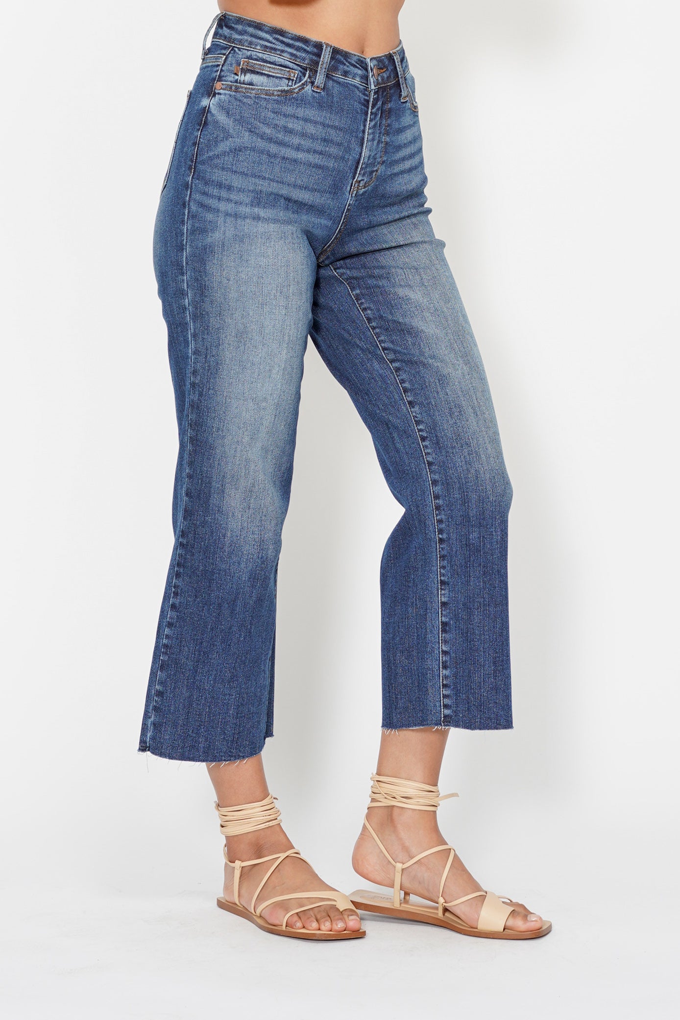 Dolly High Rise Back Pocket Classic Cropped Wide Leg