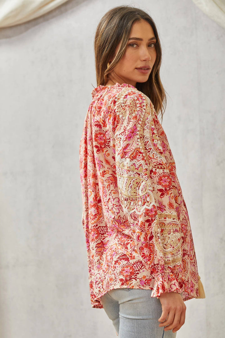 Boho-Printed Blouse Features Elegant Print