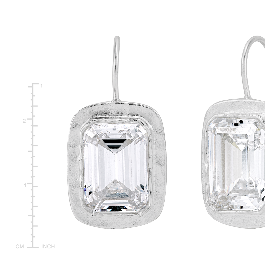 'Moments to Shine' Silver White CZ Drop Earrings