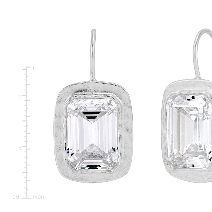 'Moments to Shine' Silver White CZ Drop Earrings