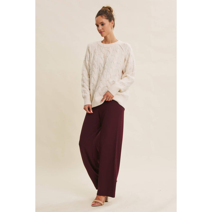 Pearl Embellished Wool Cable Knit Tunic – Conscious Glamour