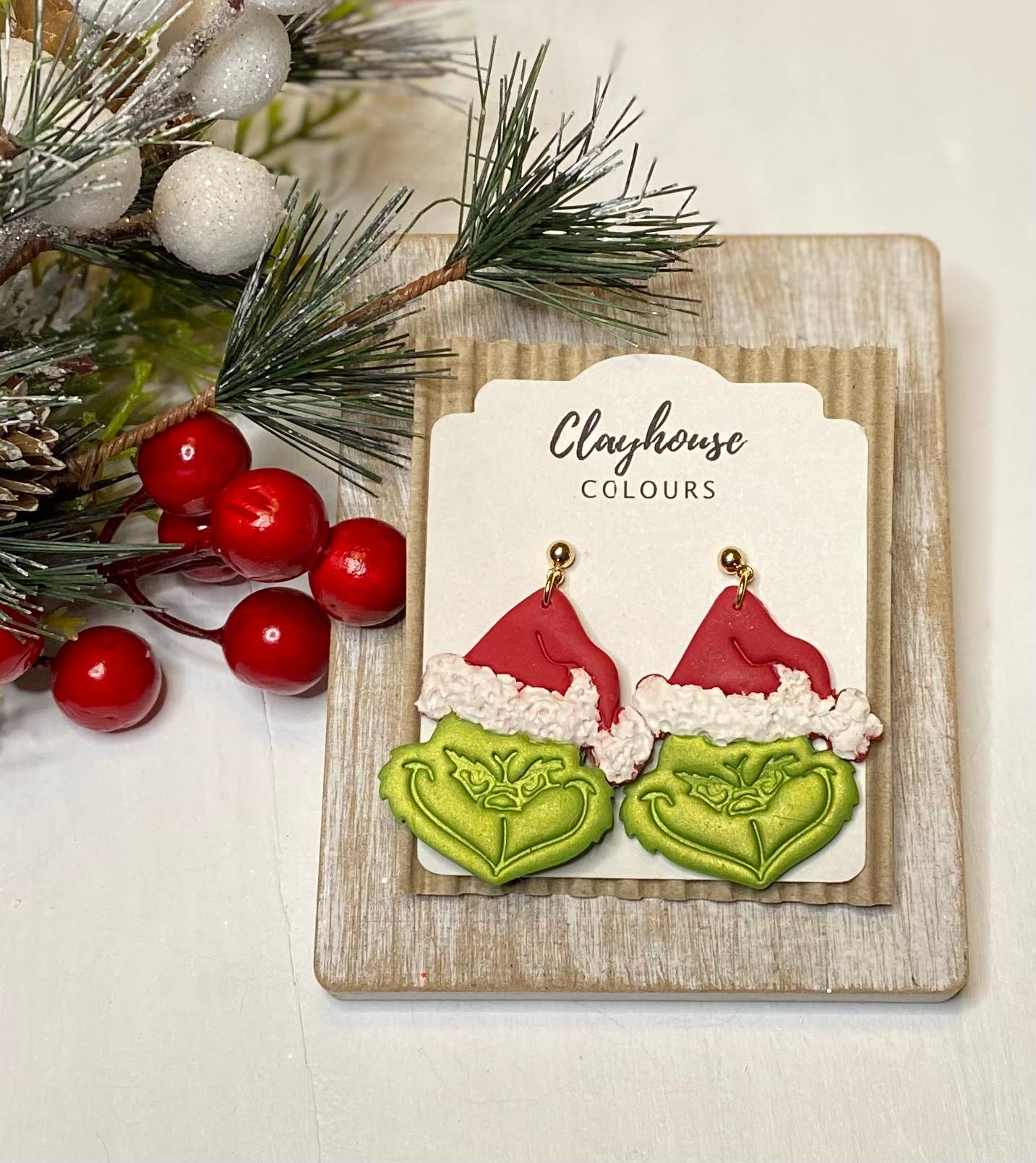 Mean Green Christmas Clay Earrings