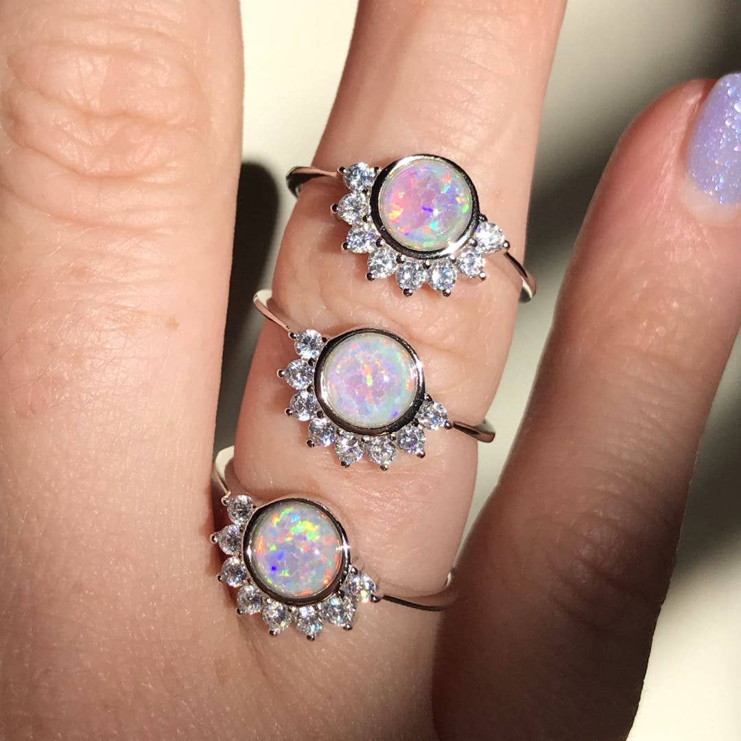 Lois Ring in White Opal