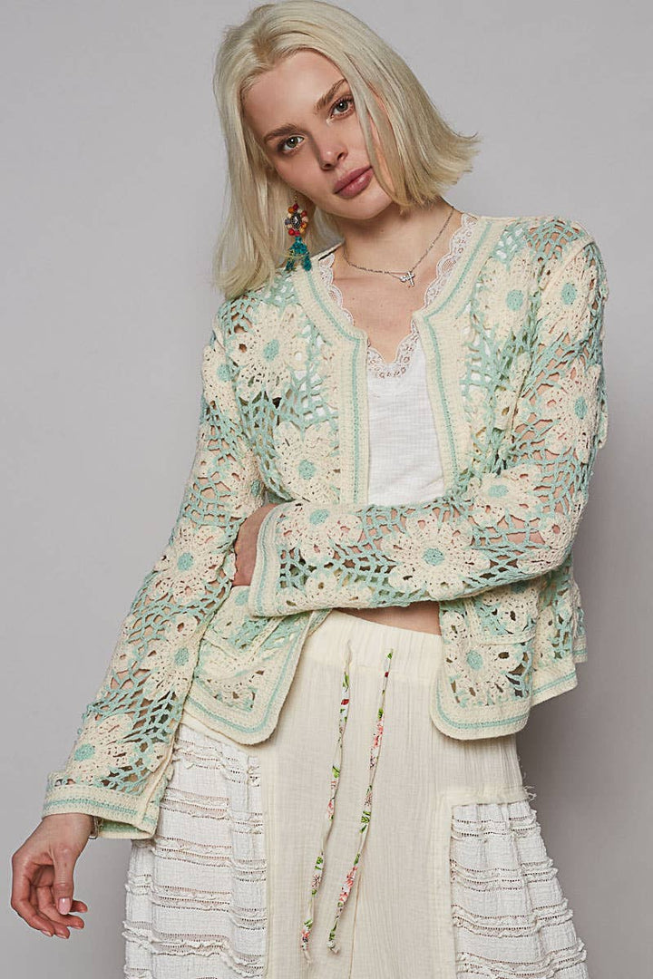 Crochet Floral Lace Cardigan