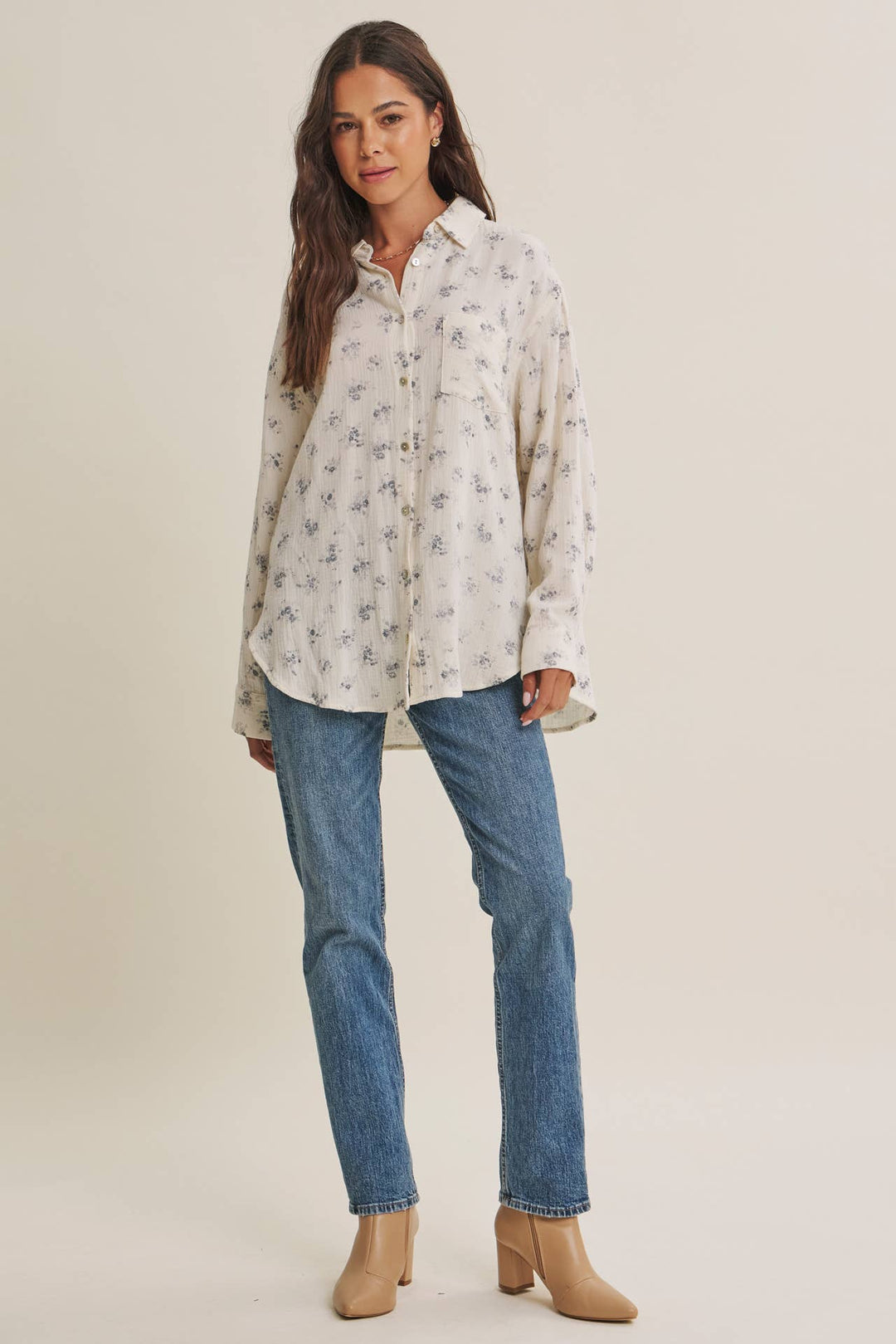 Floral Cotton Gauze Button-Up – Effortless Everyday Style