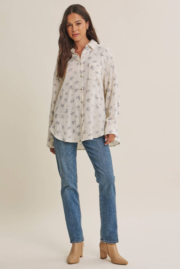 Floral Cotton Gauze Button-Up – Effortless Everyday Style