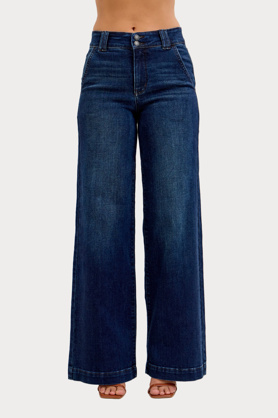 Judy Blue high waist wide-leg trouser jeans in dark wash denim
