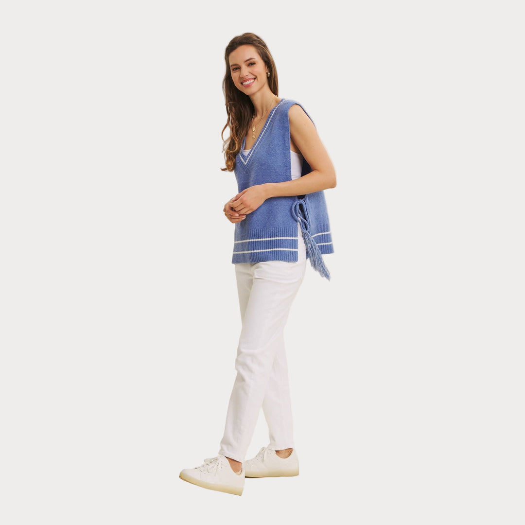 Side-Tie Sweater Vest – Modern Boho Layering Piece