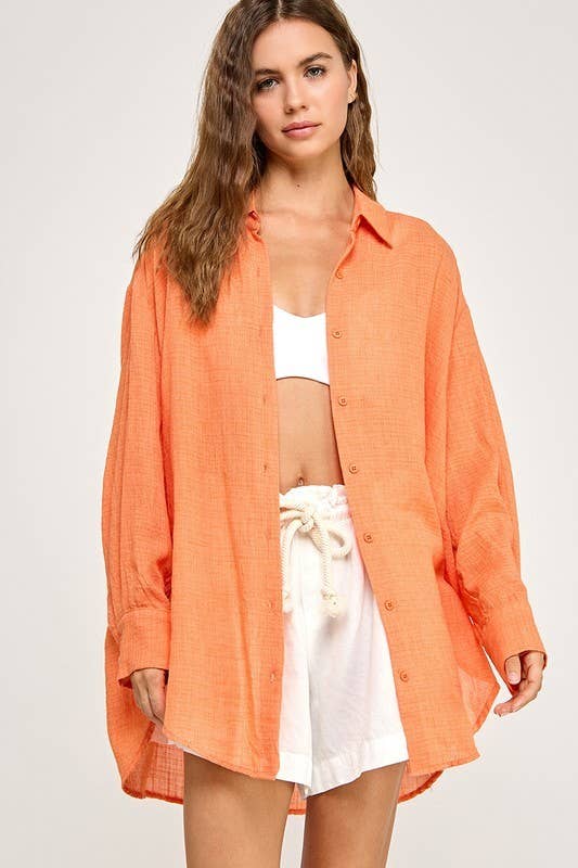 WASHED SUPER SOFT SEE THROUGH BUTTON DOWN SHIRTS