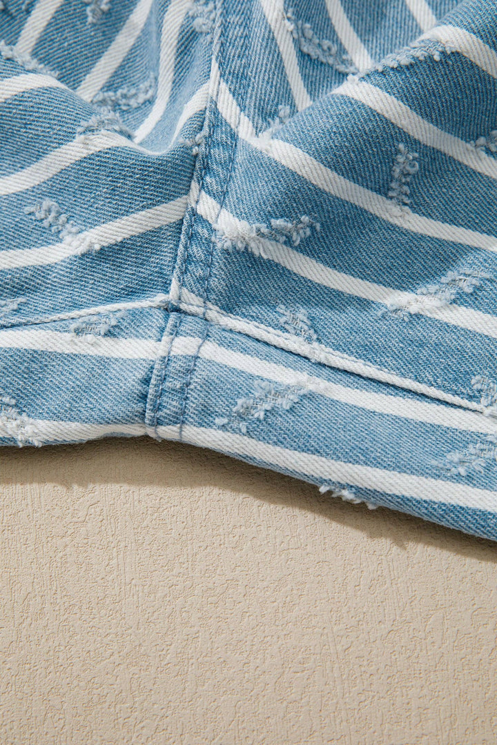 Bluebell Stripe Ruffle Overalls