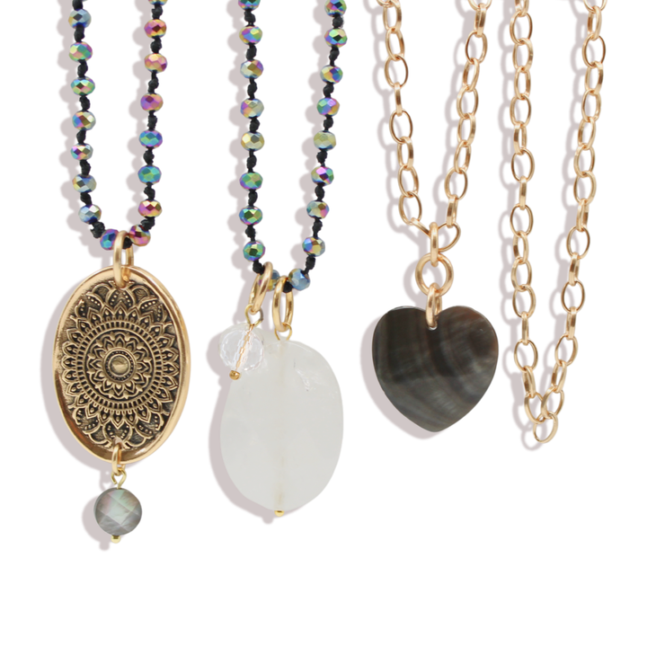 What You Seek Crystal & Abalone Layering Necklace Set
