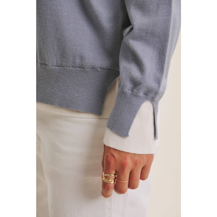 Lightweight Two-Tone Sweater | Soft Viscose Layered-Look Knit
