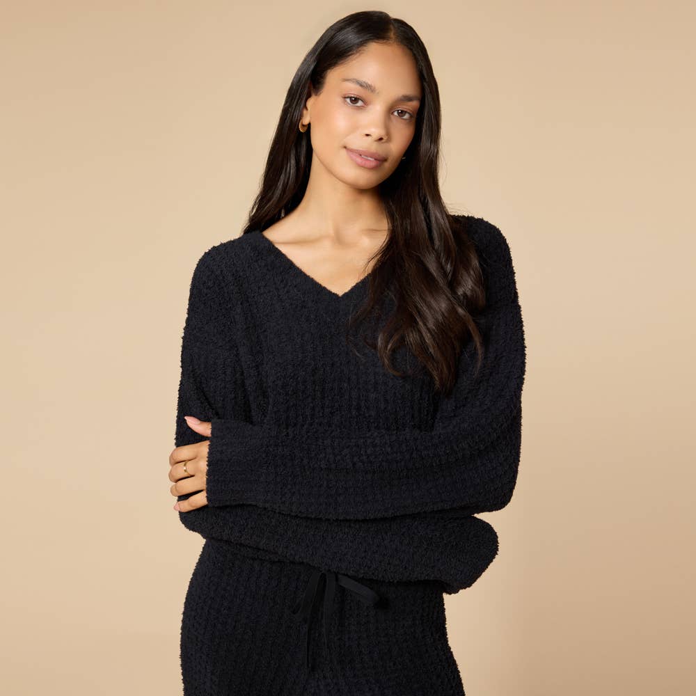 Marshmallow Waffle V-Neck Lounge Set for Women