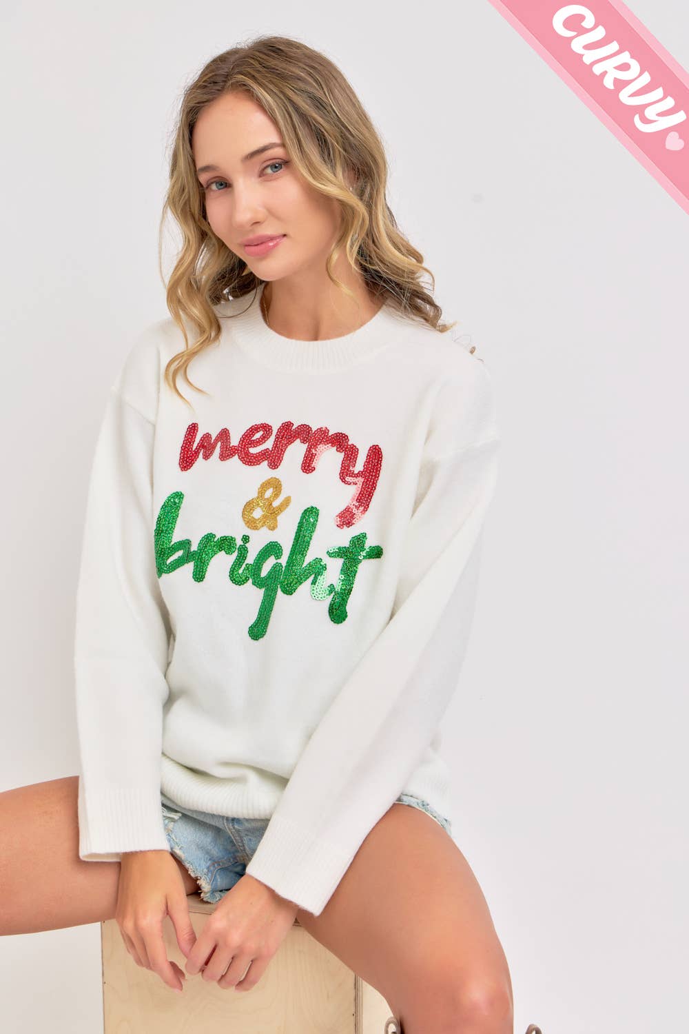 Holiday Sweater - Merry & Bright - Plus Size