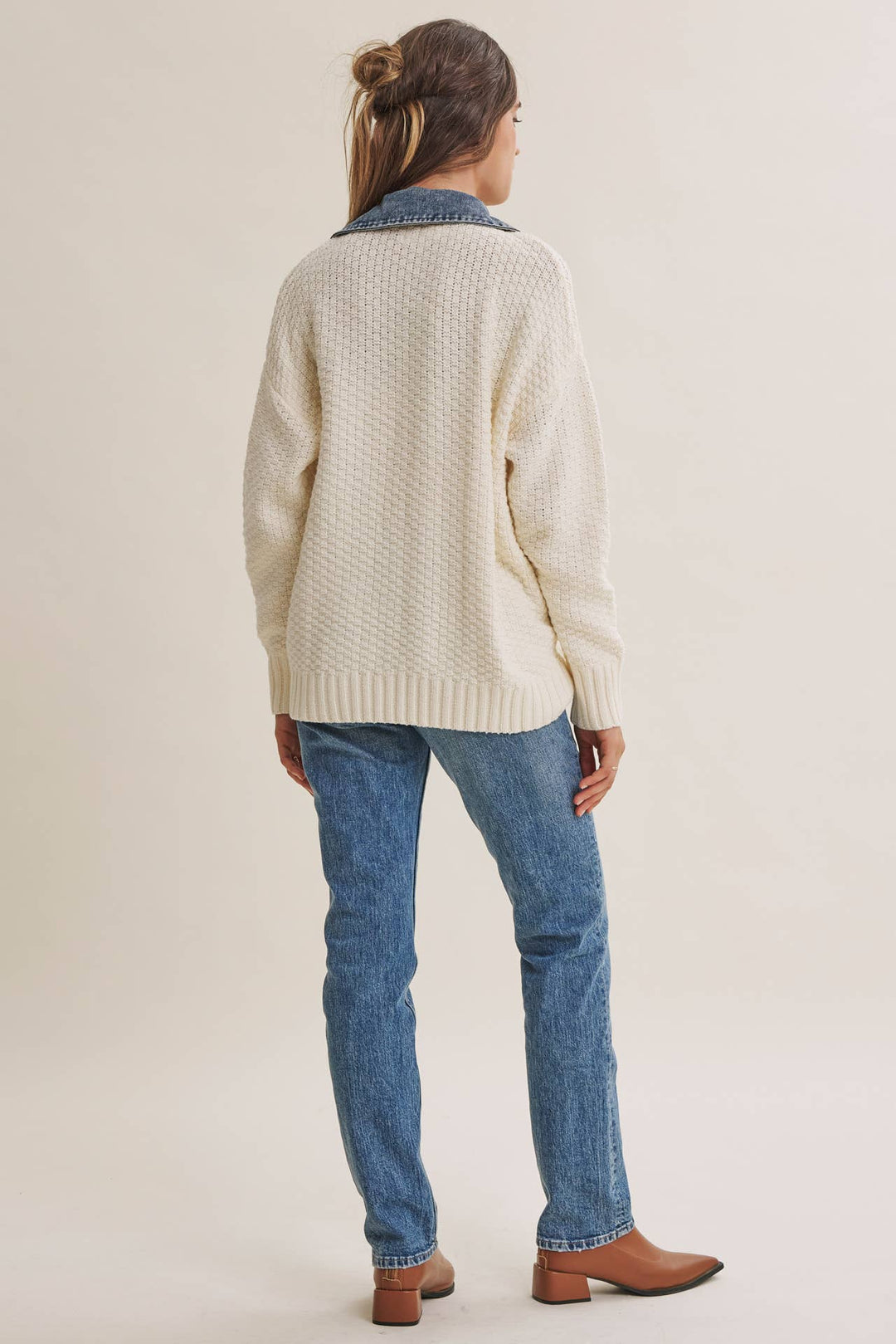 The Blake Mixed Media Denim Cardigan