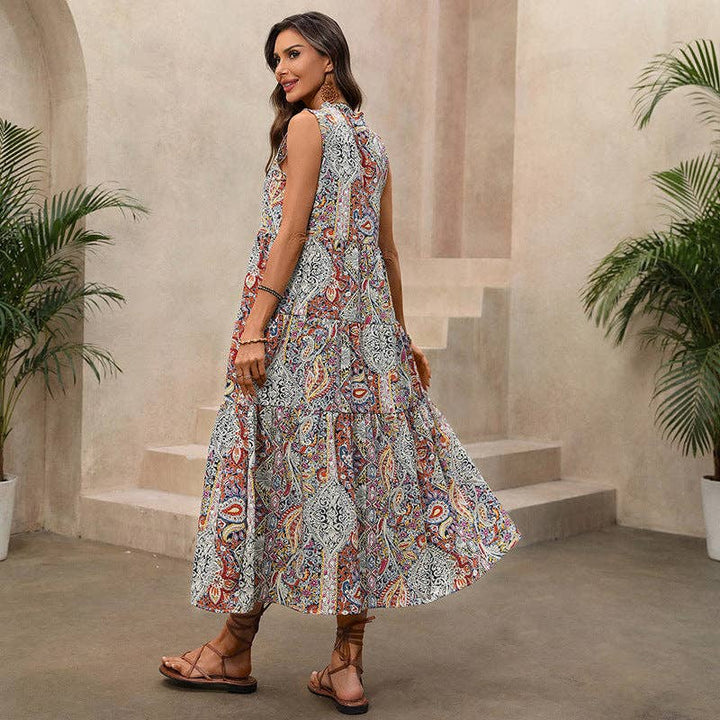 Boho Paisley Tassel Maxi Dress