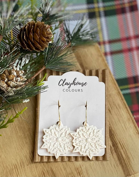 Snowflake Clay Hoops