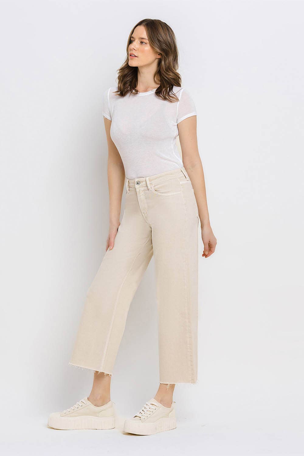 White Swan - High Rise Crop Wide Leg Jeans