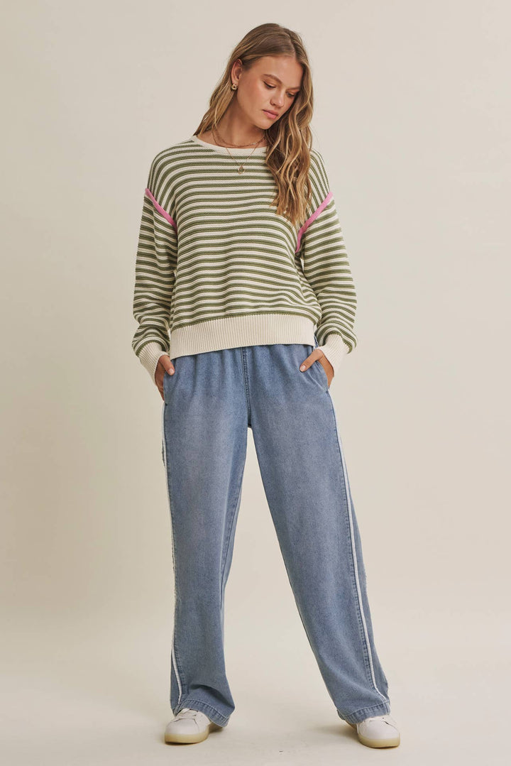 The Harper Contrast Stripe Cotton Sweater