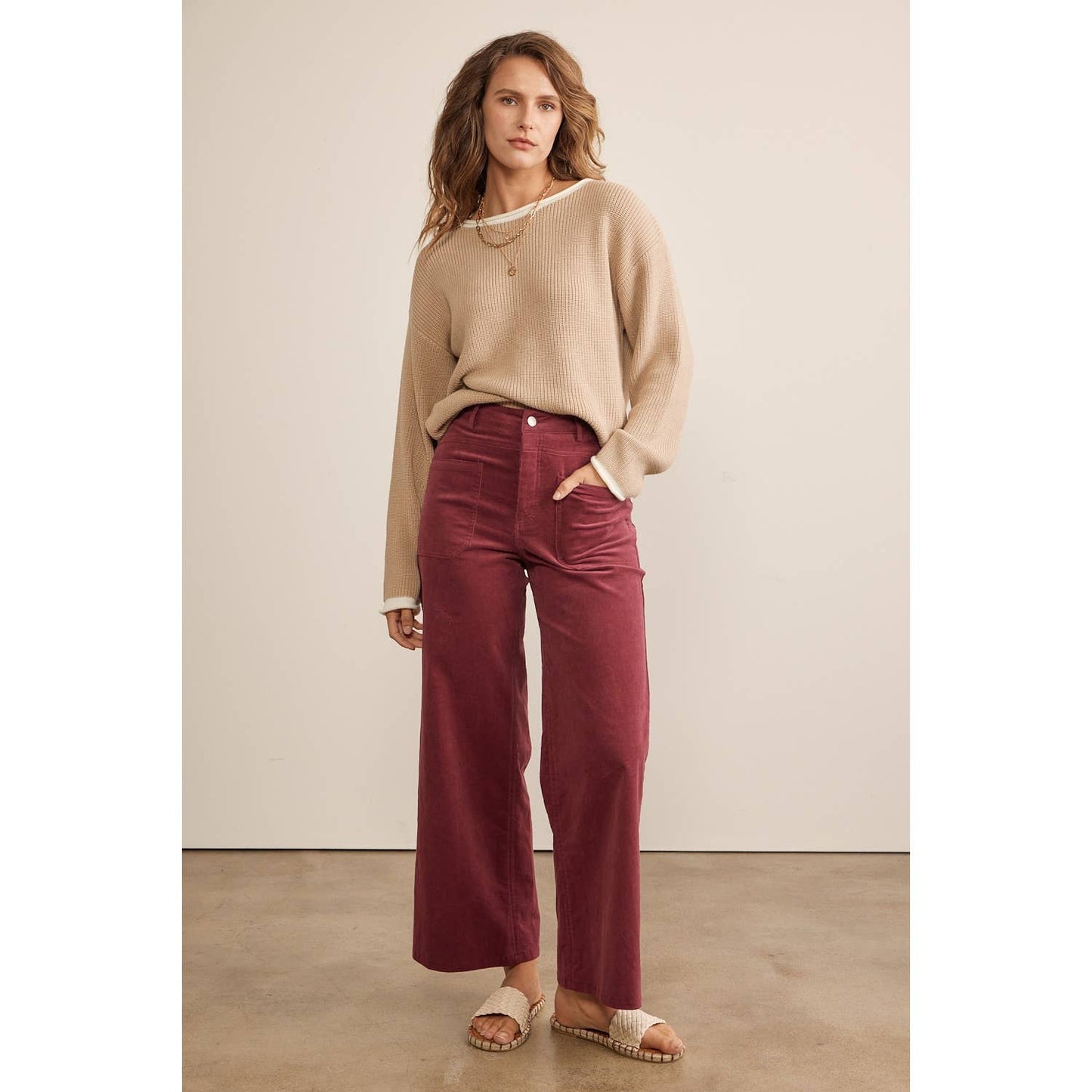 COZY CHIC WIDE LEG CORDUROY PANTS