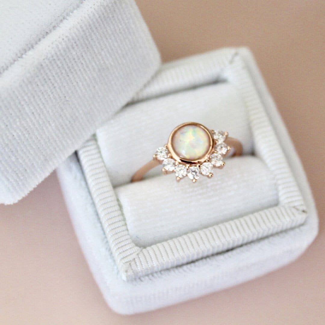 Lois Ring in White Opal